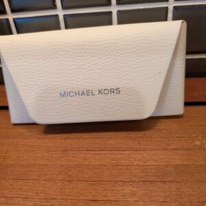 Michael Kors White Textured Leather Sunglasses Case